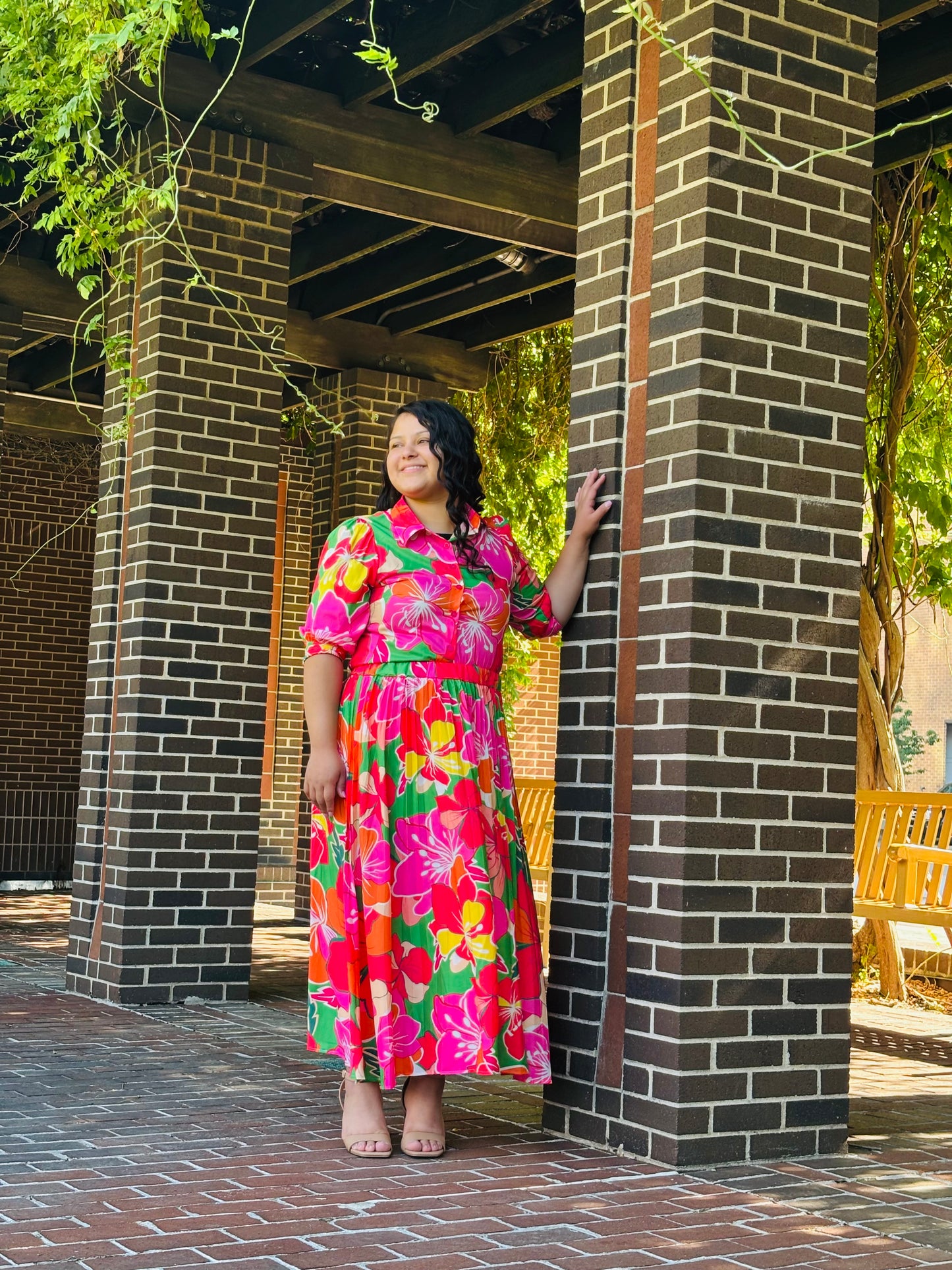 Women's Flower Shirt and Skirt Set